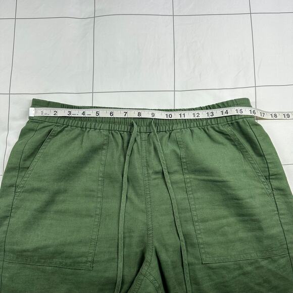 J. Crew Pants Womens Medium Green Seaside Linen Blend Casual Pockets Coastal - Picture 5 of 10